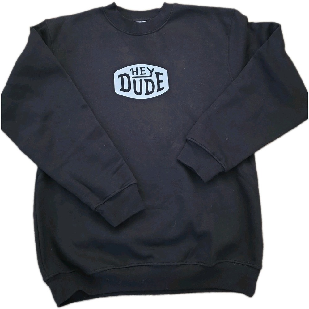 Hey Dude Crewneck Sweatshirt Black Size Large